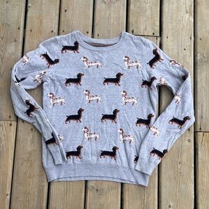 Dachshund Print Weiner Dog Doxie Sweater Size Medium